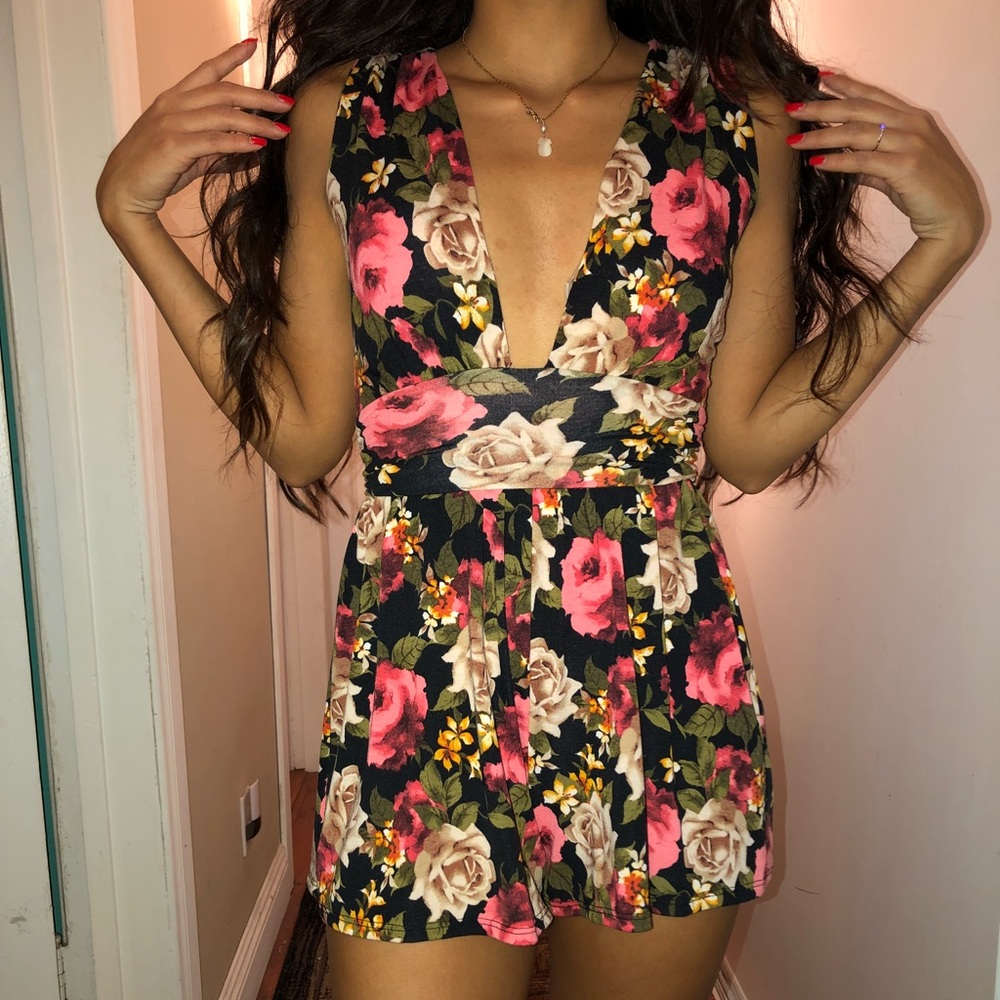floral multi-colored romper